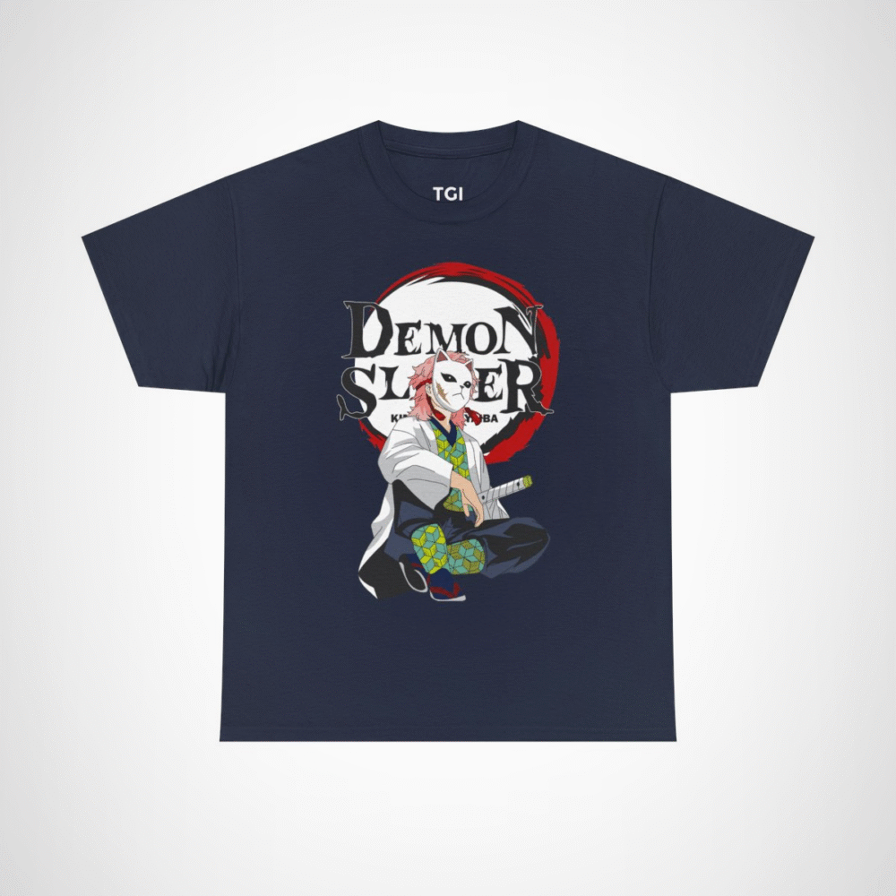 Demon Slayer Kimetsu no Yaiba character t-shirt design Navy colour