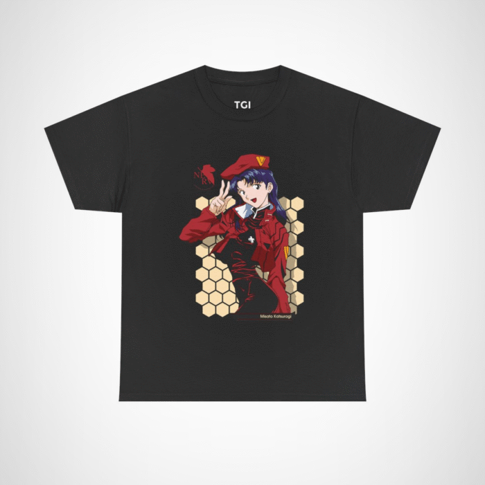 Misato Katsuragi inspired t-shirt for anime fans Black colour