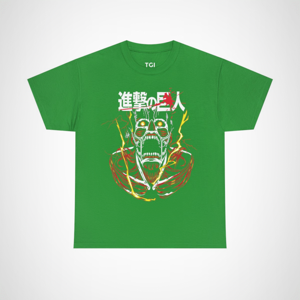 Epic Titan Roar T-Shirt inspired by Attack on Titan Irish Green colour