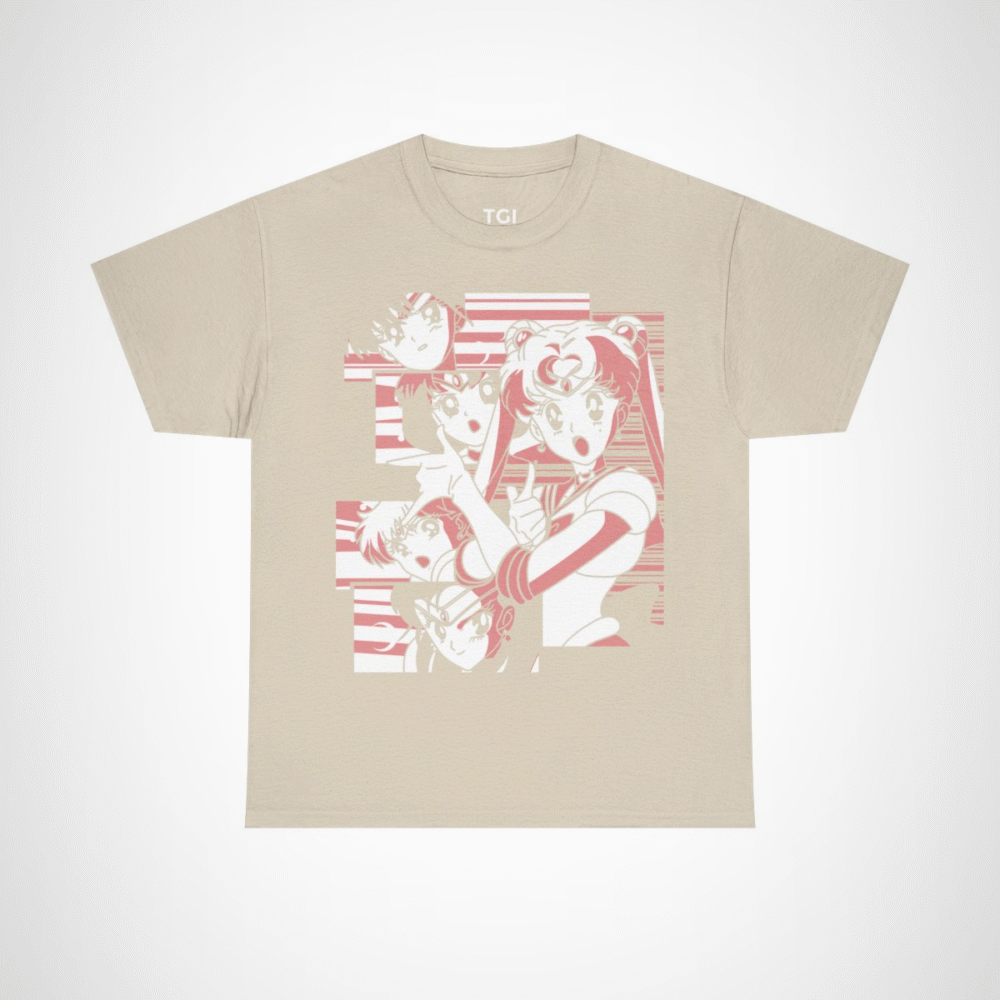 Sailor Moon & Friends Retro Graphic Tee featuring beloved characters in a nostalgic design Sand colour