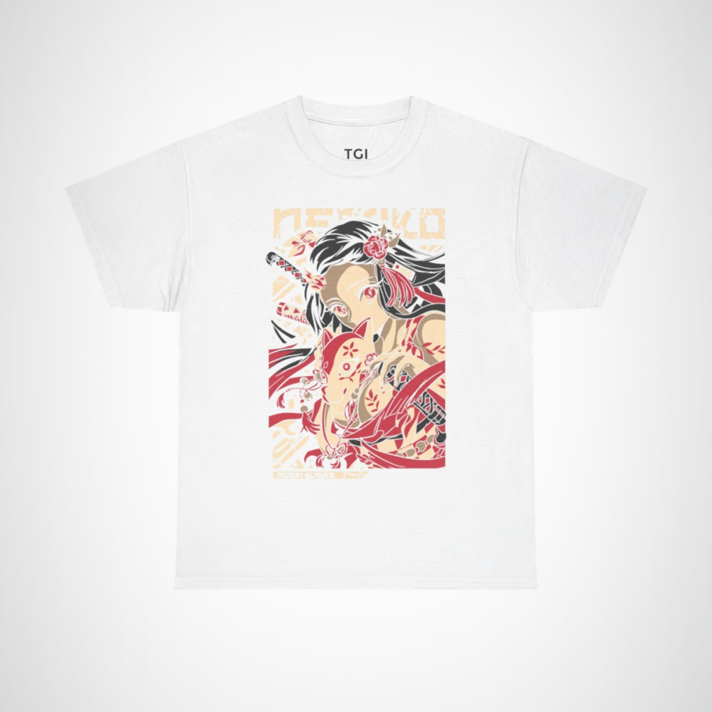 Nezuko t-shirt featuring stunning artwork from Demon Slayer White colour