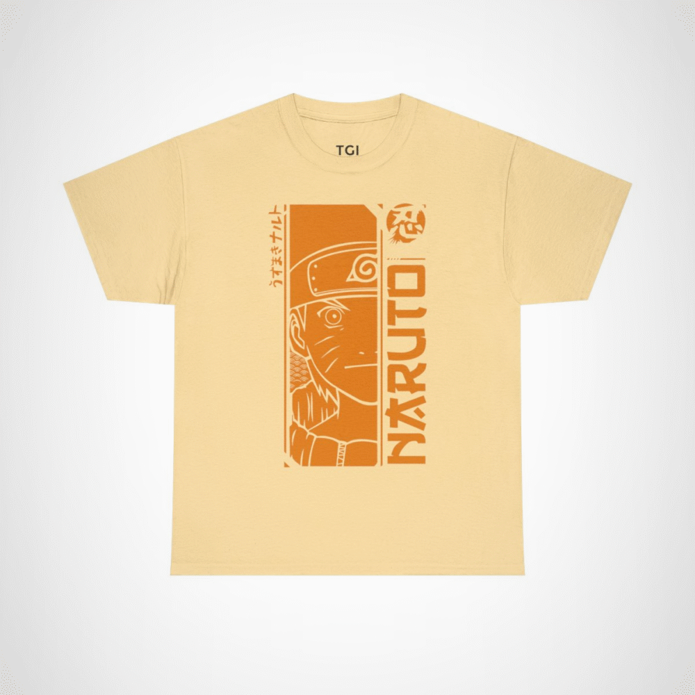 Naruto Uzumaki graphic t-shirt showcasing vibrant design for anime fans Yellow Haze colour