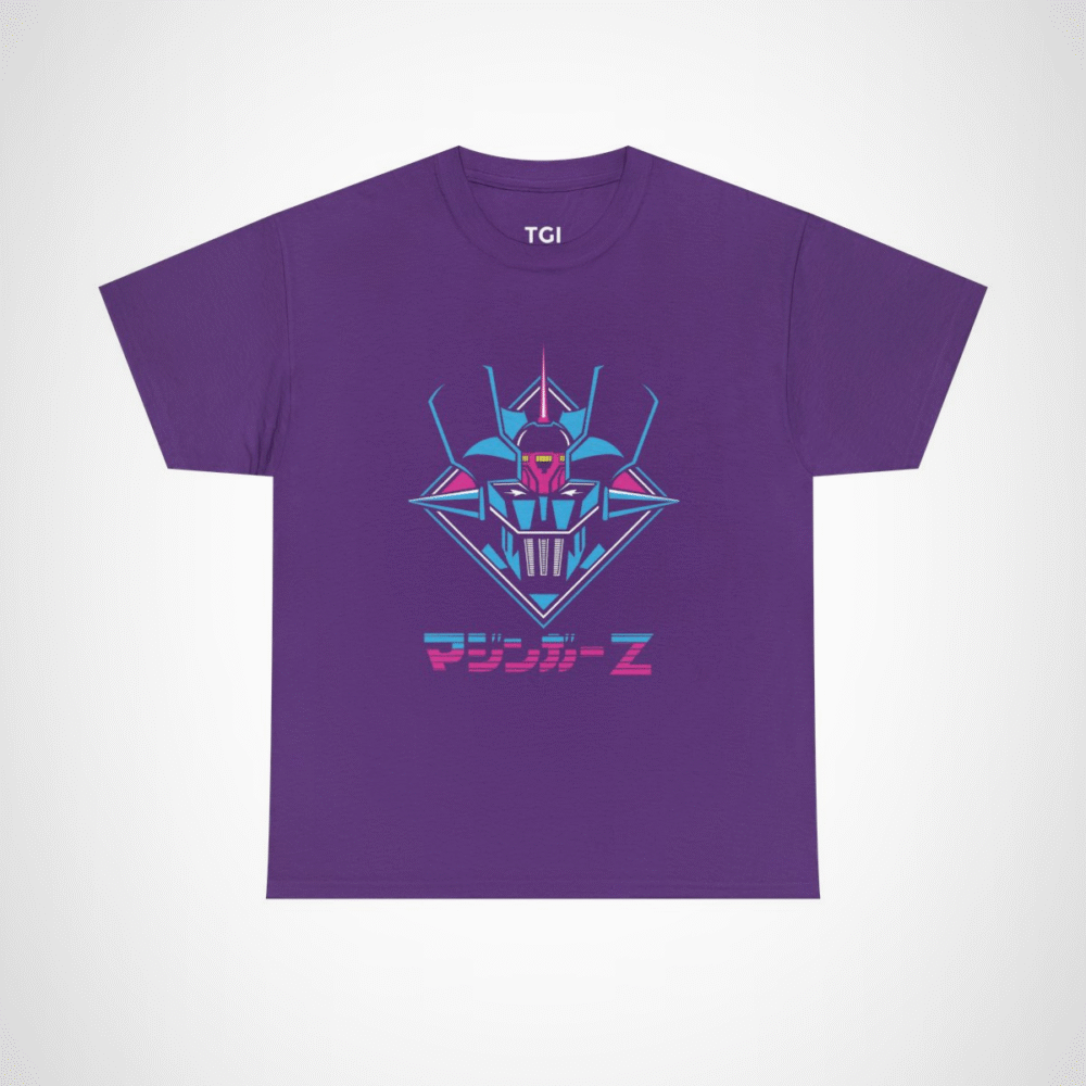 Retro Mazinger Z design t-shirt for anime fans Purple colour