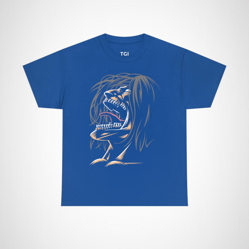Fierce Grinning Creature T-Shirt with unique graphic design Royal colour