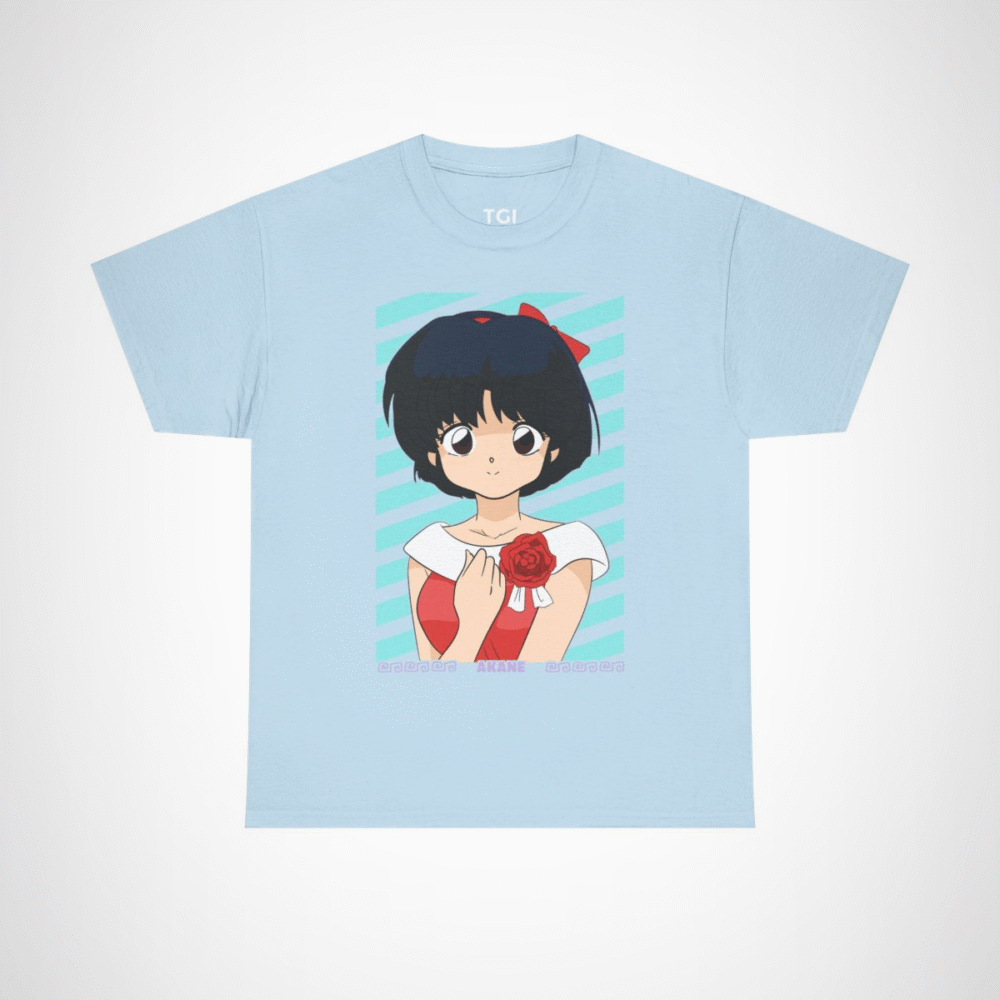 Akane character t-shirt for anime fans Light Blue colour