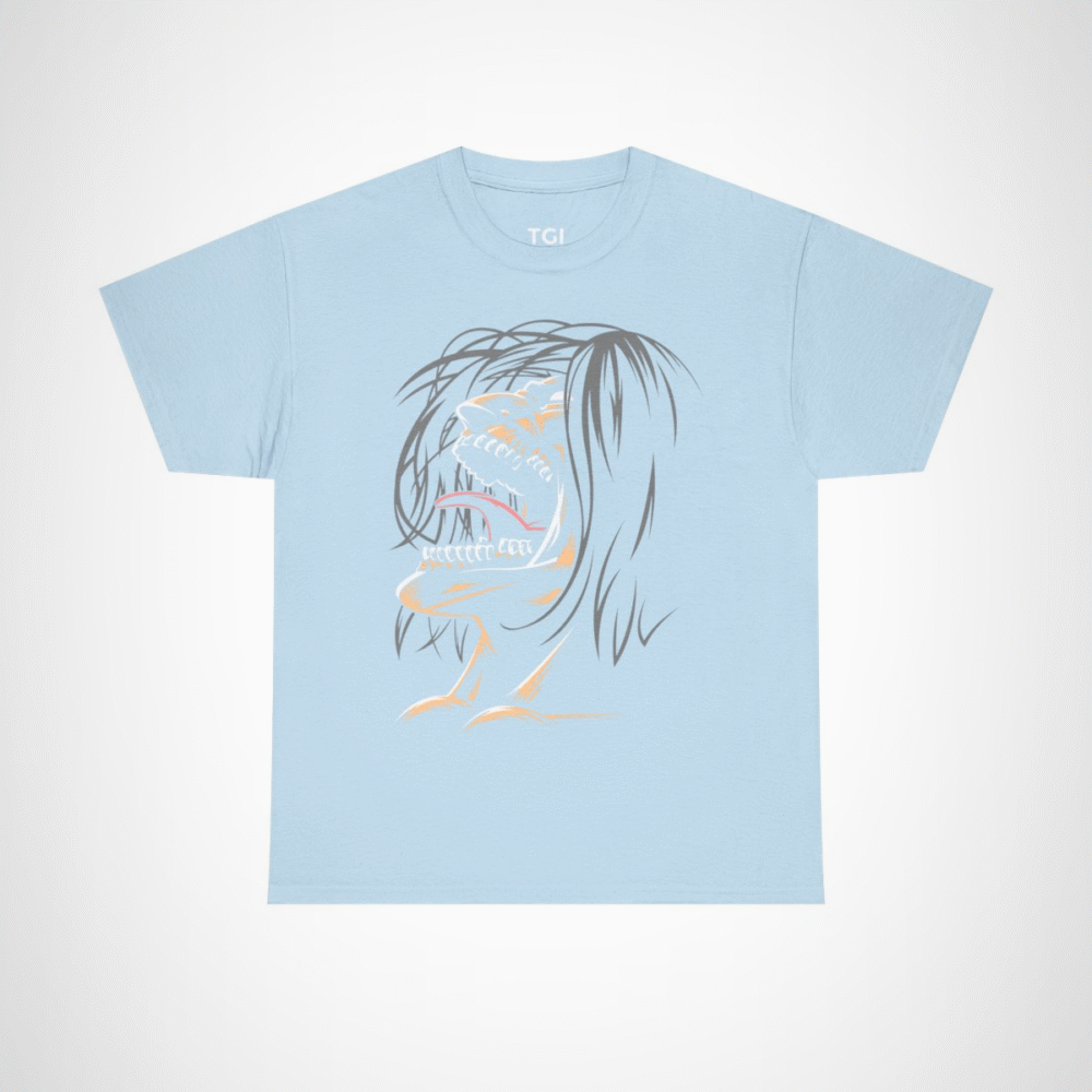 Fierce Grinning Creature T-Shirt with unique graphic design Light Blue colour