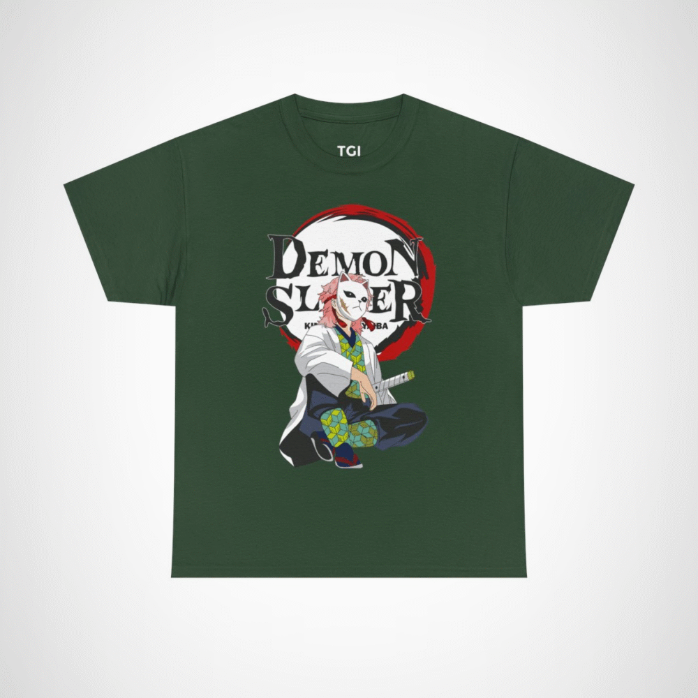 Demon Slayer Kimetsu no Yaiba character t-shirt design Forest Green colour