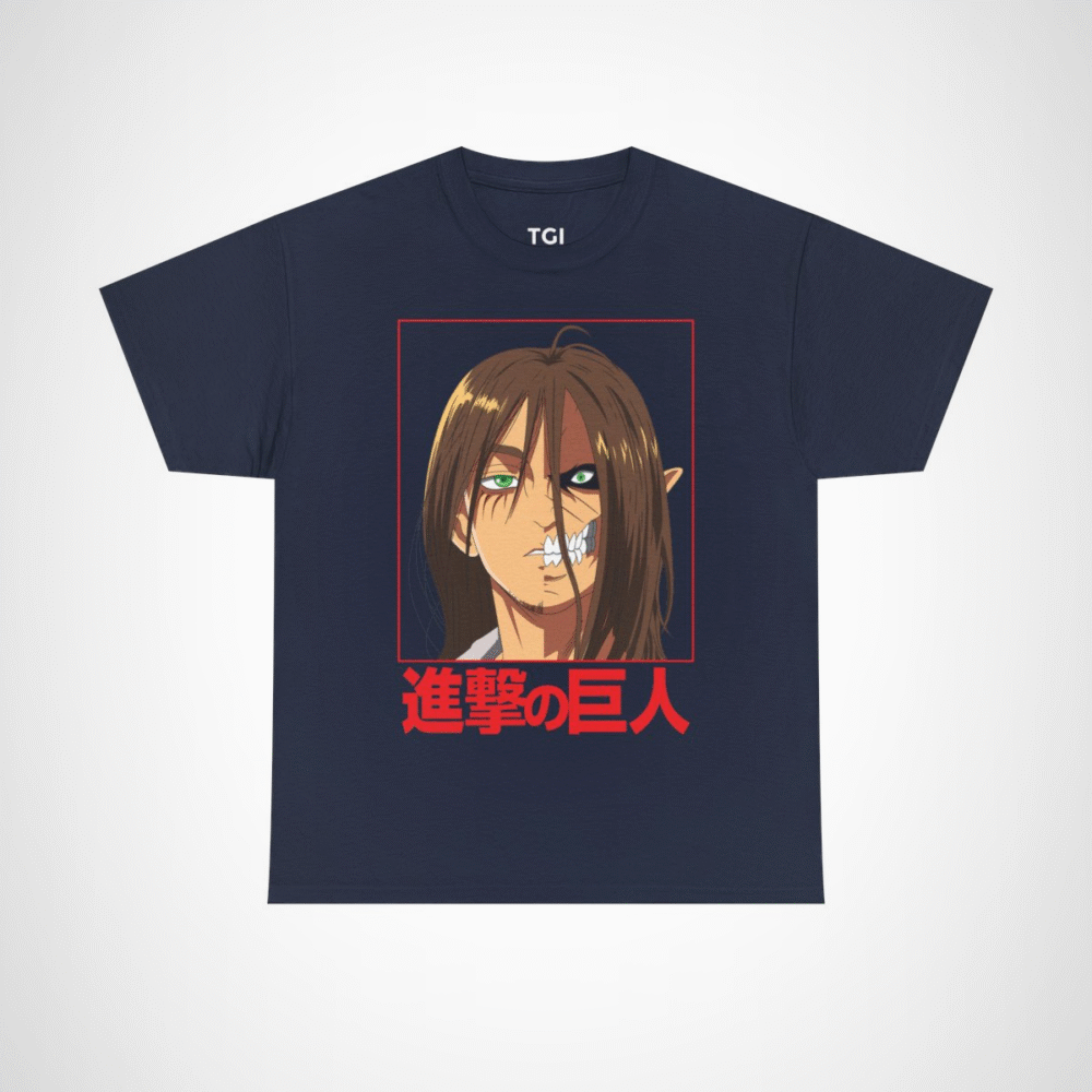 Fierce Titan Transformation Graphic Tee showcasing powerful anime character Navy colour