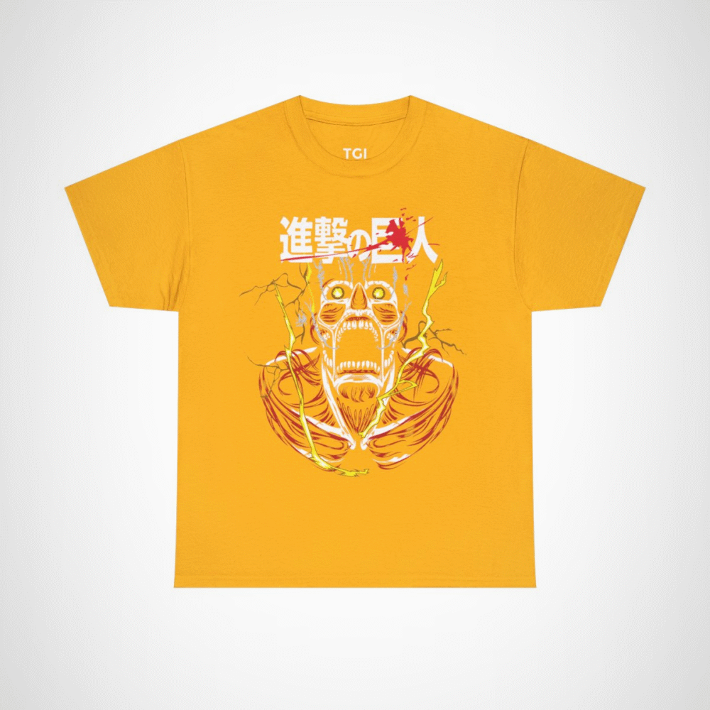 Epic Titan Roar T-Shirt inspired by Attack on Titan Gold colour