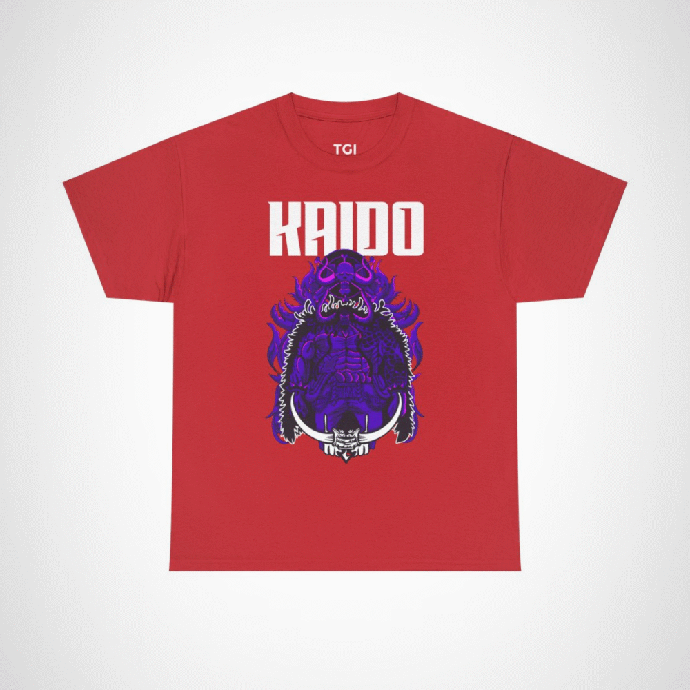Epic Kaido T-Shirt featuring Beast King design for anime fans Red colour