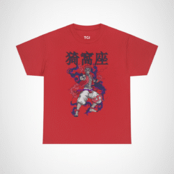 Mystical Warrior Graphic Tee with vibrant colors and intricate design Red colour