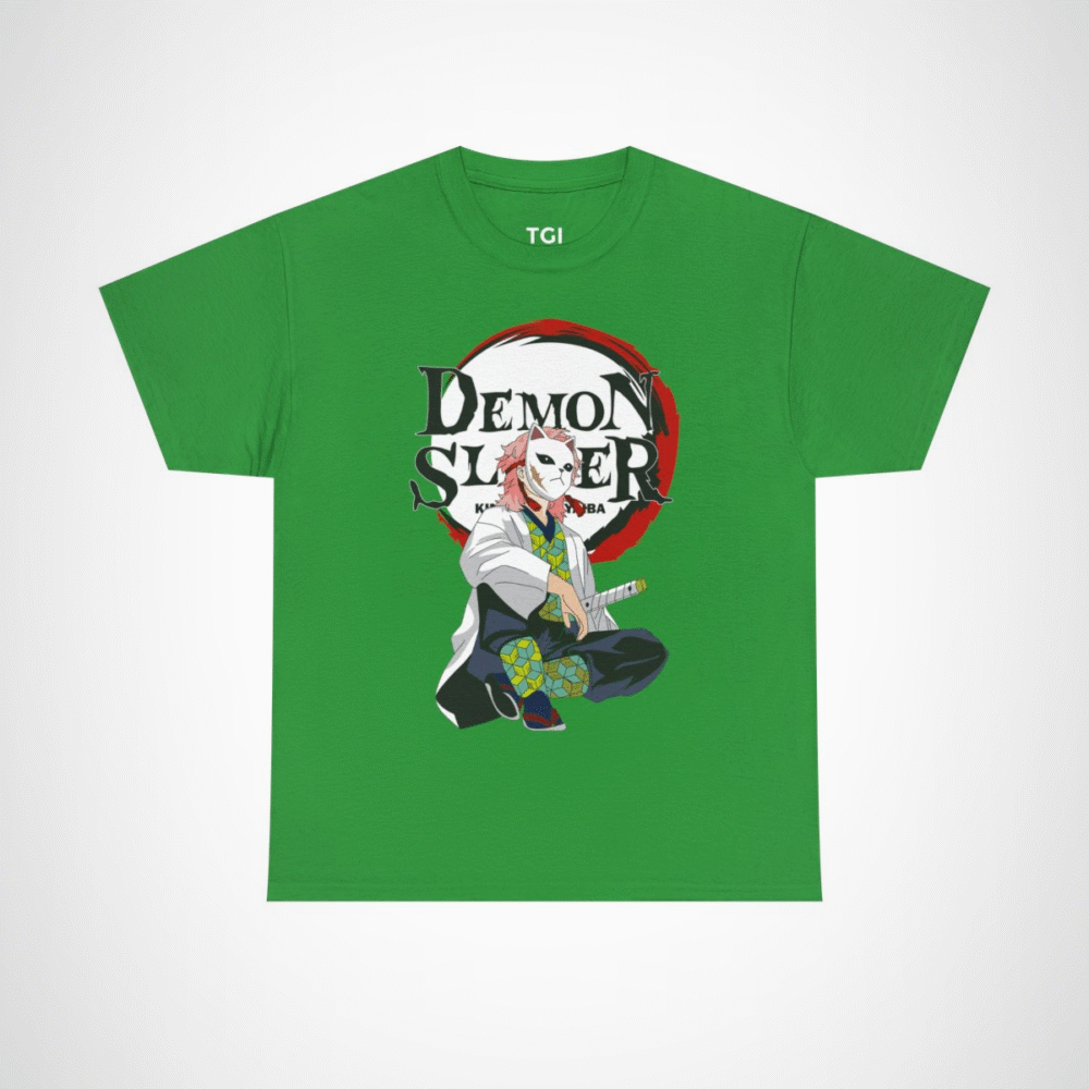Demon Slayer Kimetsu no Yaiba character t-shirt design Irish Green colour
