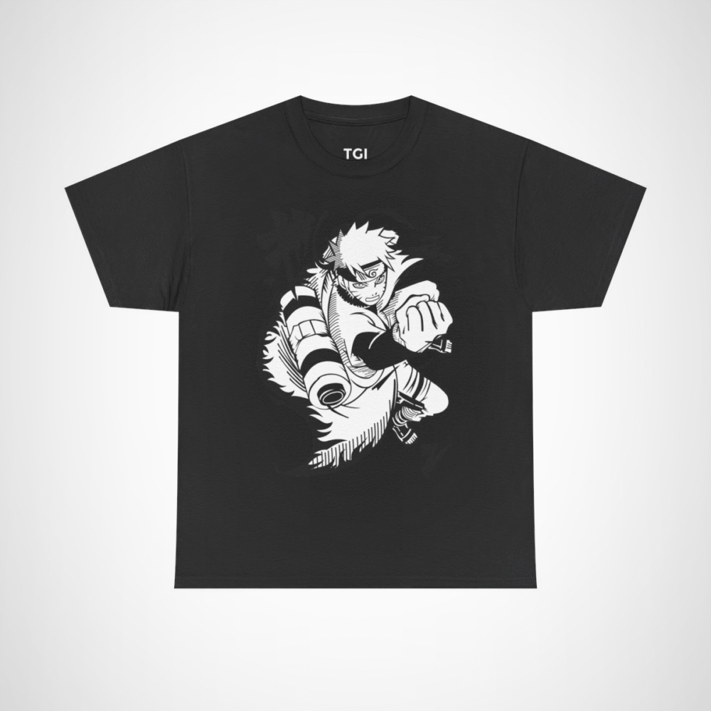 Epic Ninja Adventure T-Shirt featuring an action-packed anime character Black colour