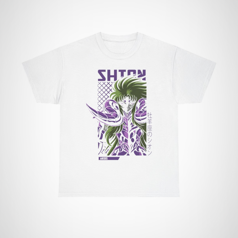 Aries Shion Mythical Warrior T-Shirt featuring stunning anime art White colour