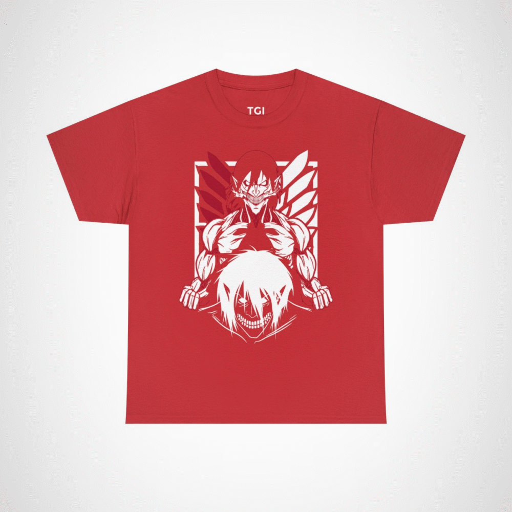 Epic Dual Faces Anime T-Shirt showcasing striking design and expressions Red colour
