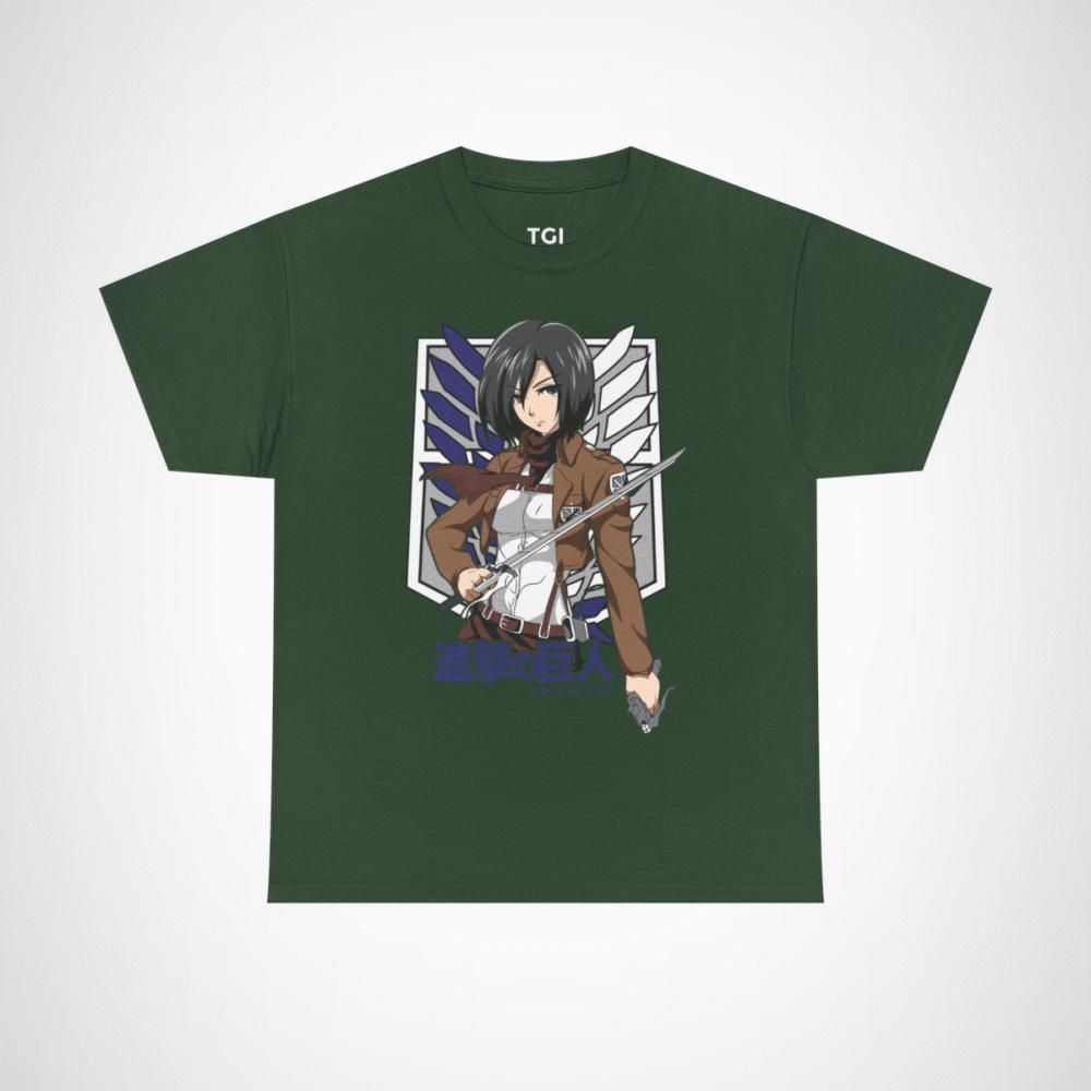 Fearless Fighter T-Shirt inspired by Attack on Titan Forest Green colour