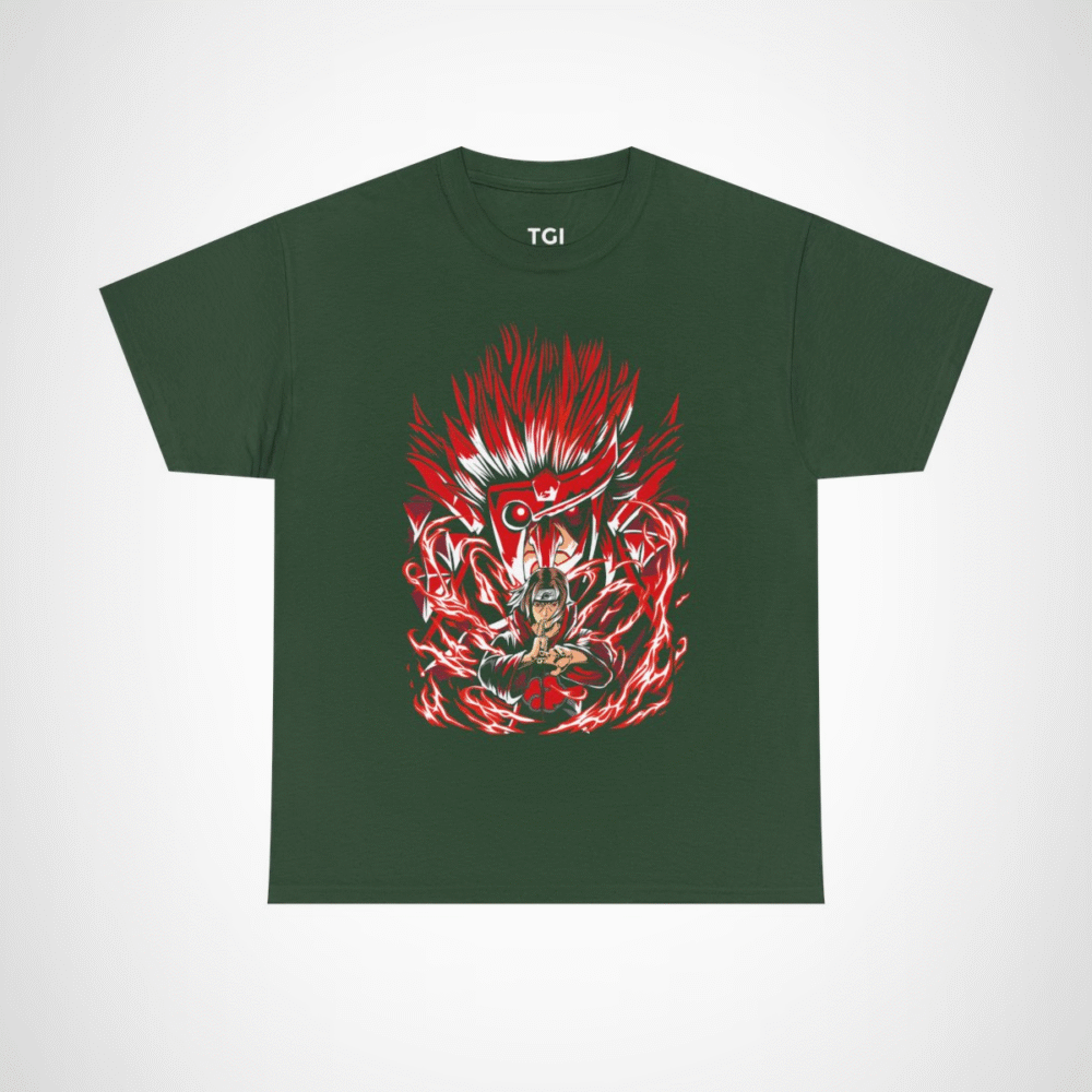 Epic Fire Ninja T-Shirt featuring a powerful ninja and fiery design Forest Green colour