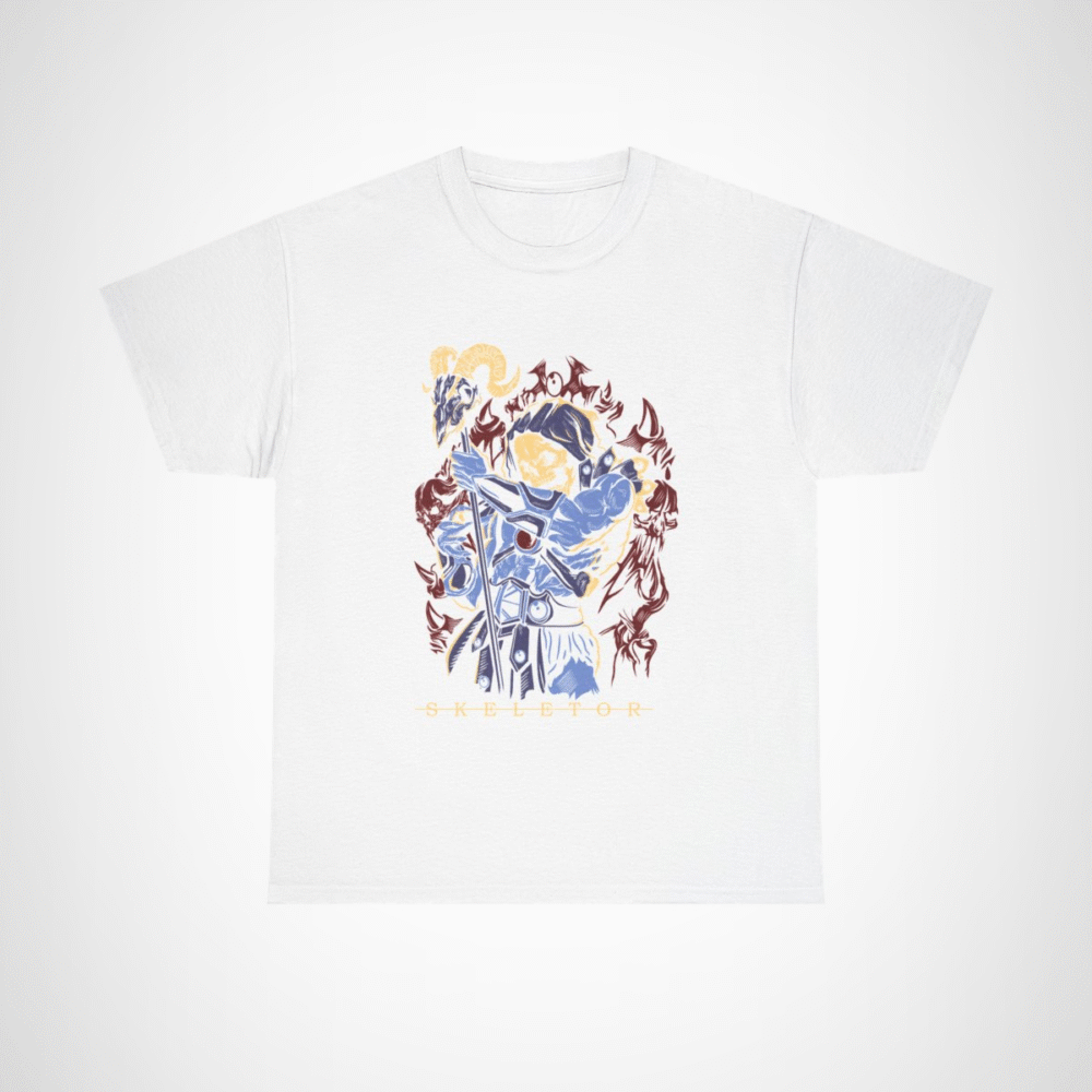 SKELETOR graphic t-shirt showcasing an intense villain design White colour