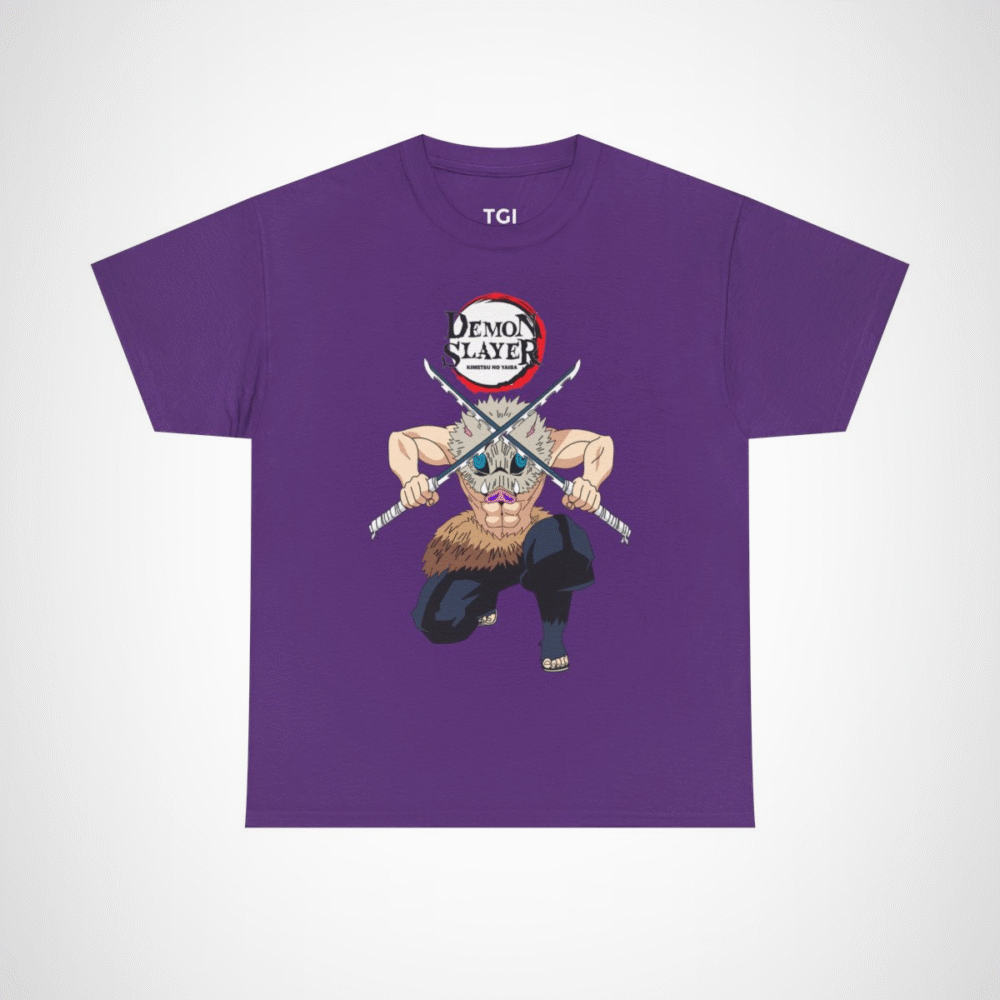 Demon Slayer Zenitsu T-Shirt showcasing artwork from Kimetsu no Yaiba Purple colour