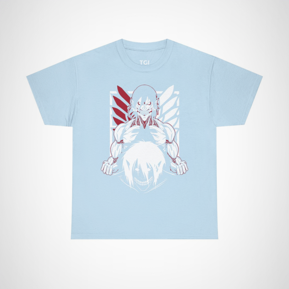 Epic Dual Faces Anime T-Shirt showcasing striking design and expressions Light Blue colour