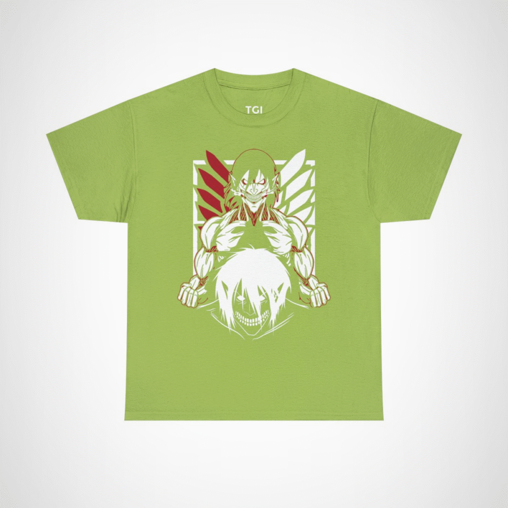 Epic Dual Faces Anime T-Shirt showcasing striking design and expressions Kiwi colour