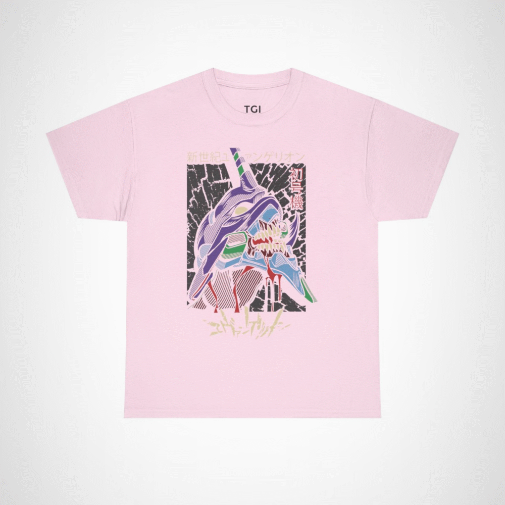 Neon Genesis Evangelion t-shirt featuring Shinji's iconic mecha Light Pink colour