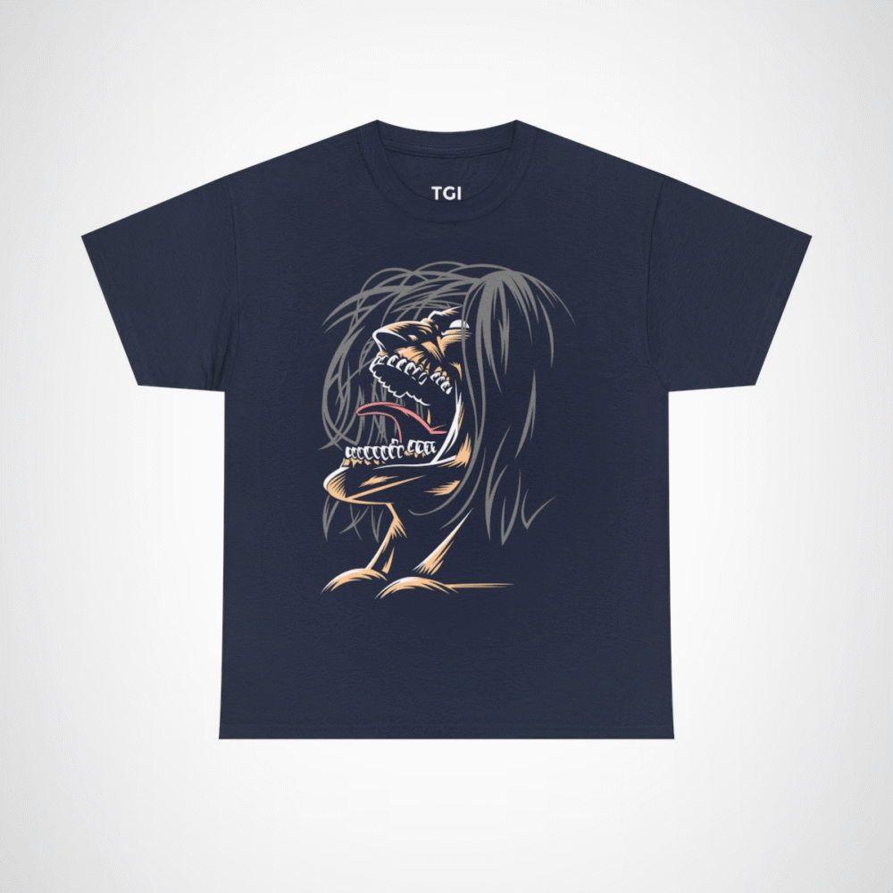 Fierce Grinning Creature T-Shirt with unique graphic design Navy colour