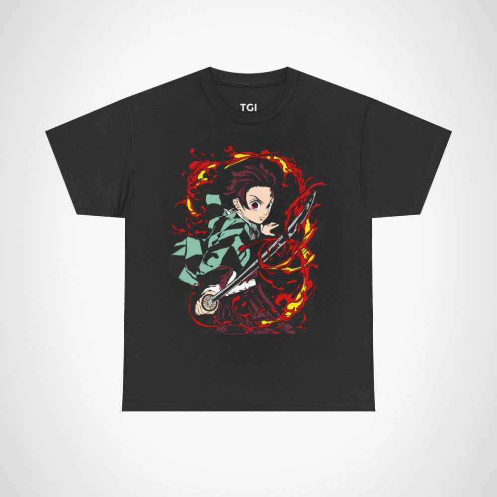 Fierce Samurai Warrior T-Shirt showcasing dynamic anime inspired design Black colour
