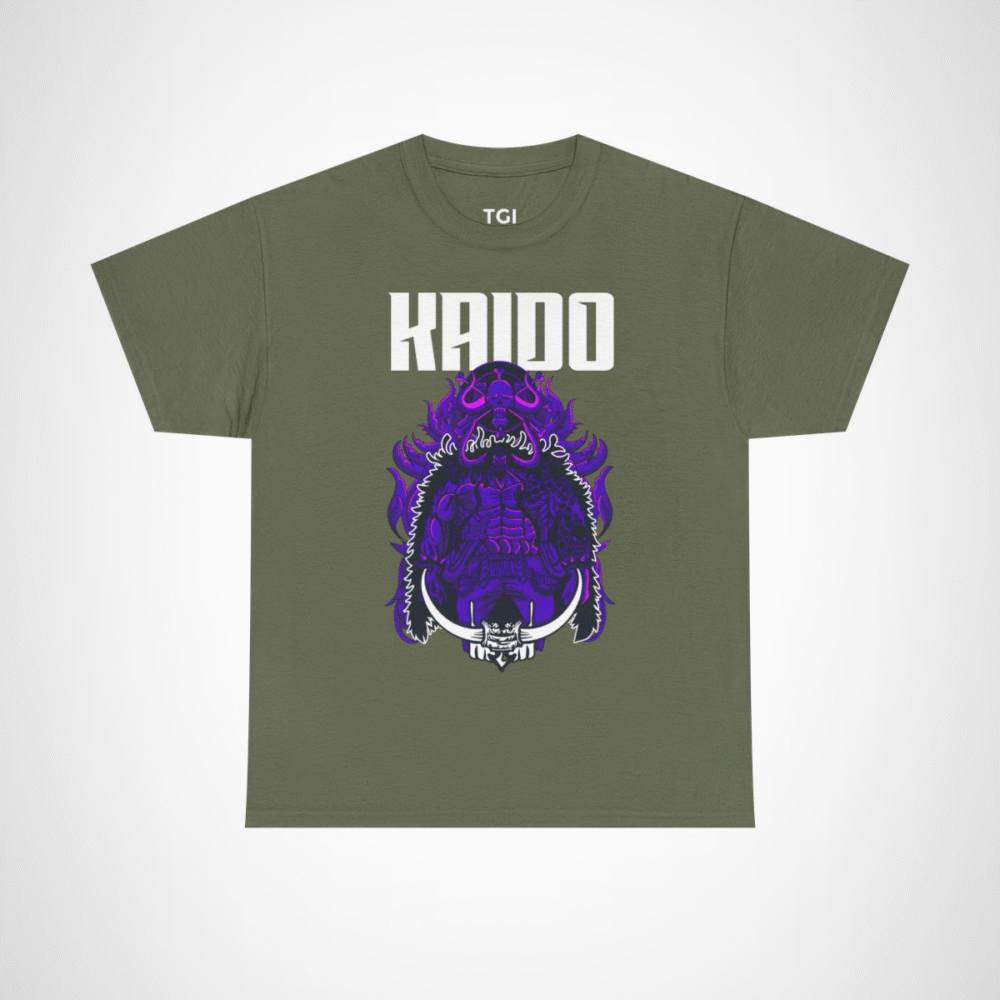 Epic Kaido T-Shirt featuring Beast King design for anime fans Military Green colour