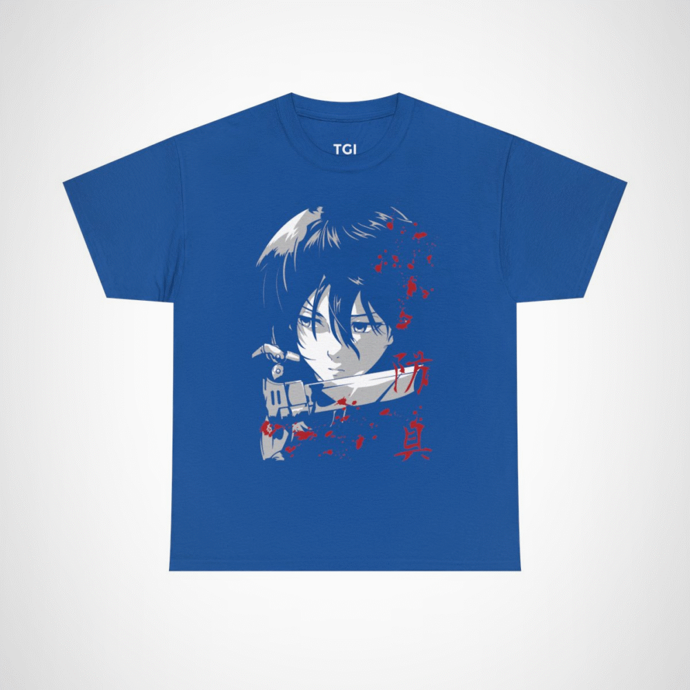 Fierce Samurai T-Shirt with bold design for anime fans Royal colour