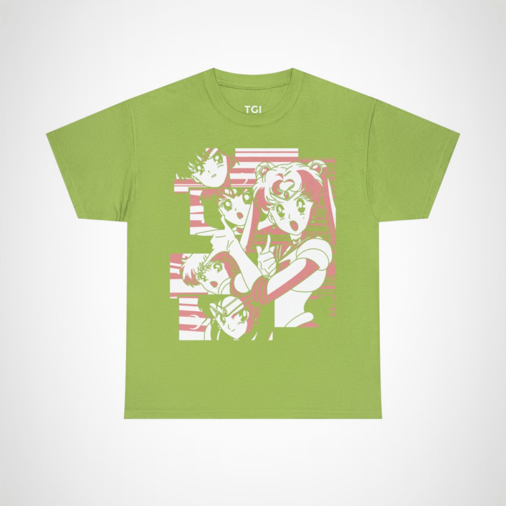 Sailor Moon & Friends Retro Graphic Tee featuring beloved characters in a nostalgic design Kiwi colour