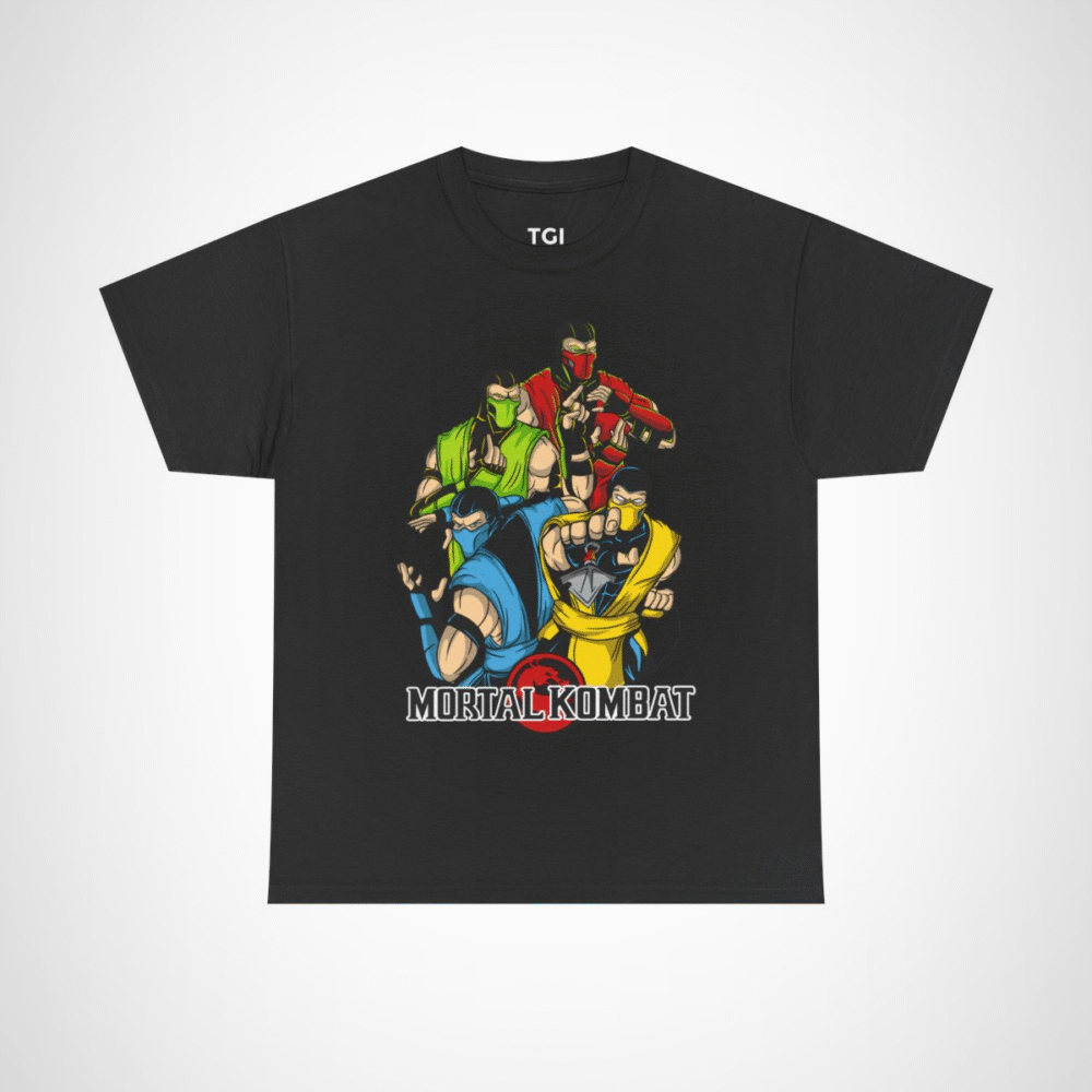Epic Mortal Kombat Ninja Showdown T-Shirt featuring vibrant ninja design Black colour