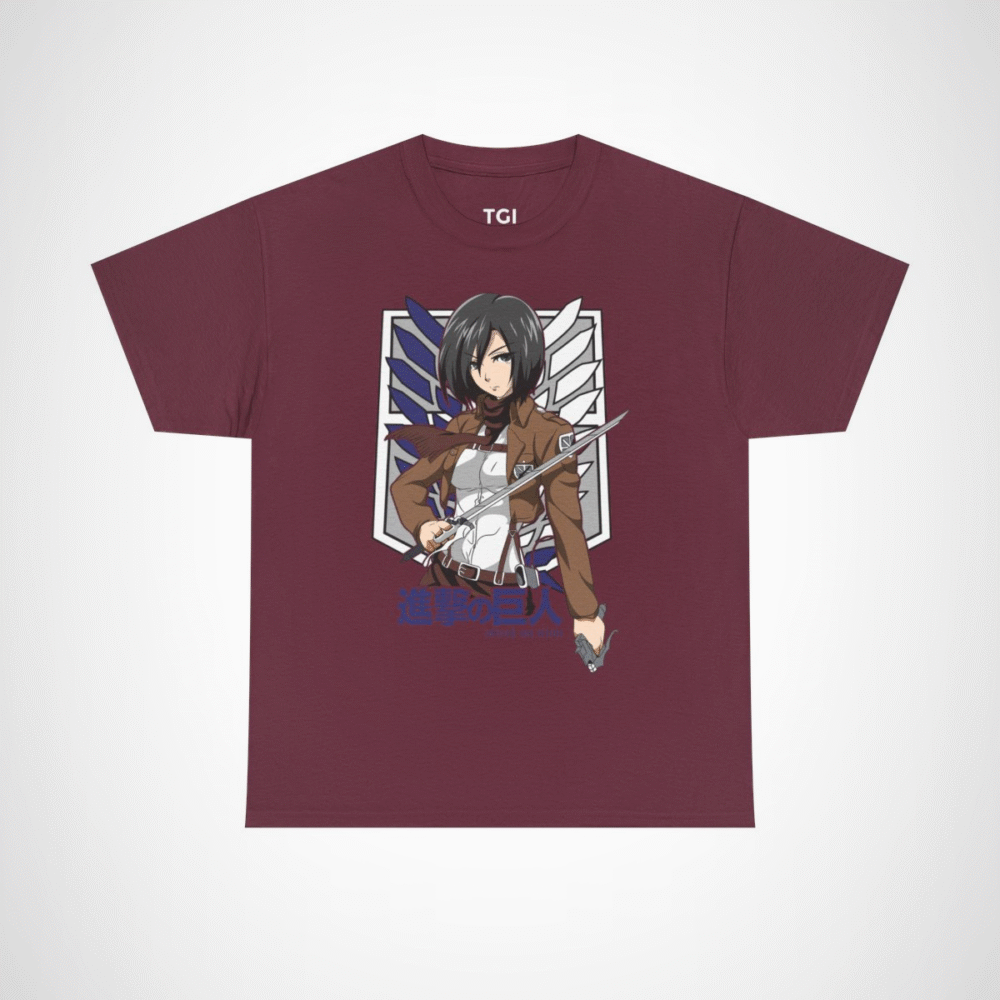 Fearless Fighter T-Shirt inspired by Attack on Titan Maroon colour