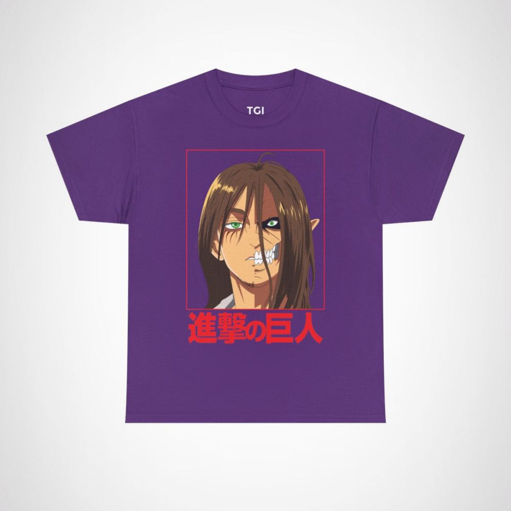 Fierce Titan Transformation Graphic Tee showcasing powerful anime character Purple colour