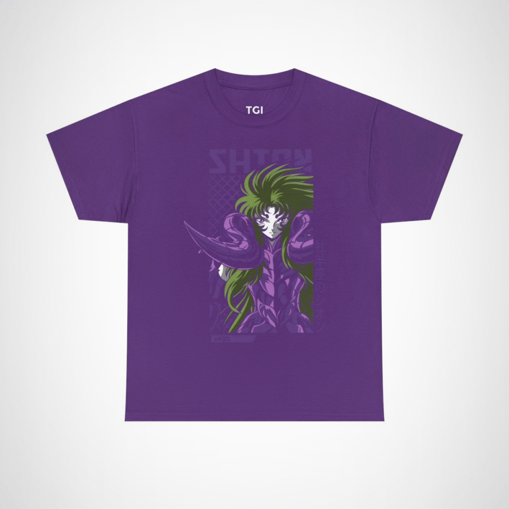 Aries Shion Mythical Warrior T-Shirt featuring stunning anime art Purple colour