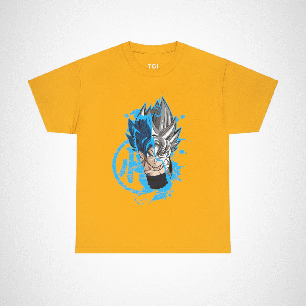 Ultra Instinct Fusion T-Shirt with Saiyan Showdown design Gold colour