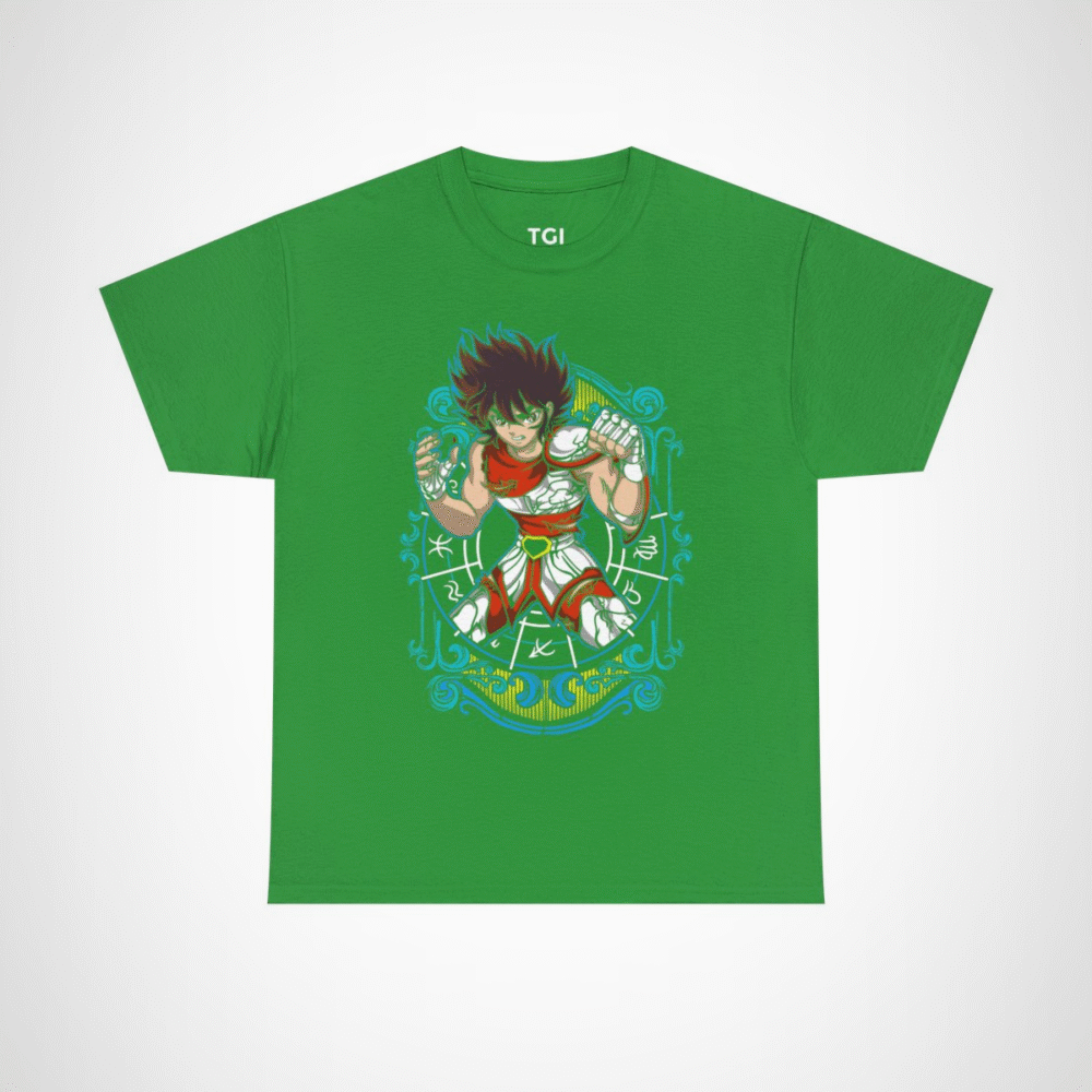Epic Warrior Spirit T-Shirt featuring a fierce warrior illustration Irish Green colour