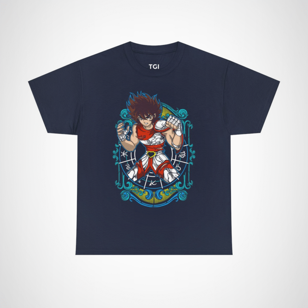Epic Warrior Spirit T-Shirt featuring a fierce warrior illustration Navy colour