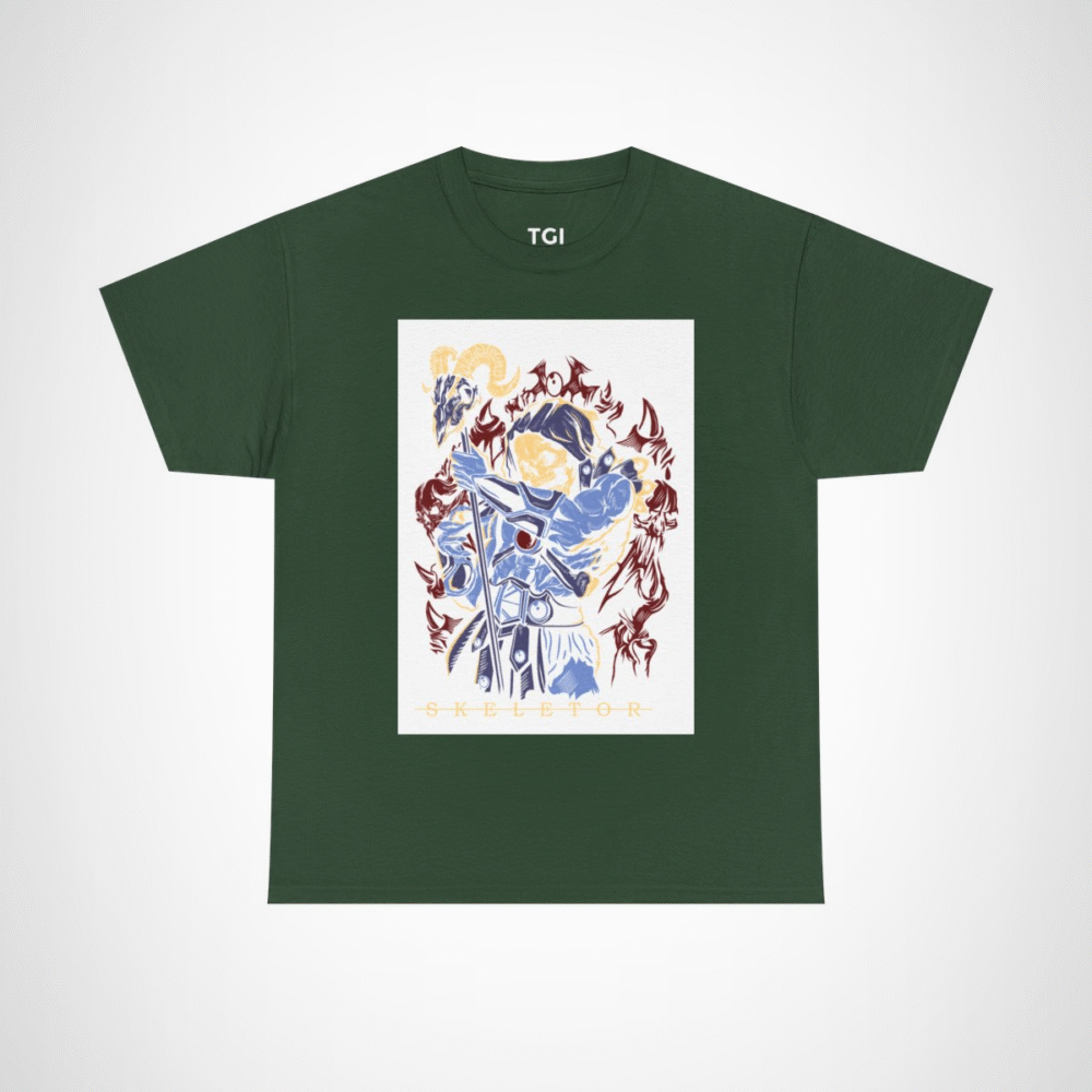 SKELETOR graphic t-shirt showcasing an intense villain design Forest Green colour