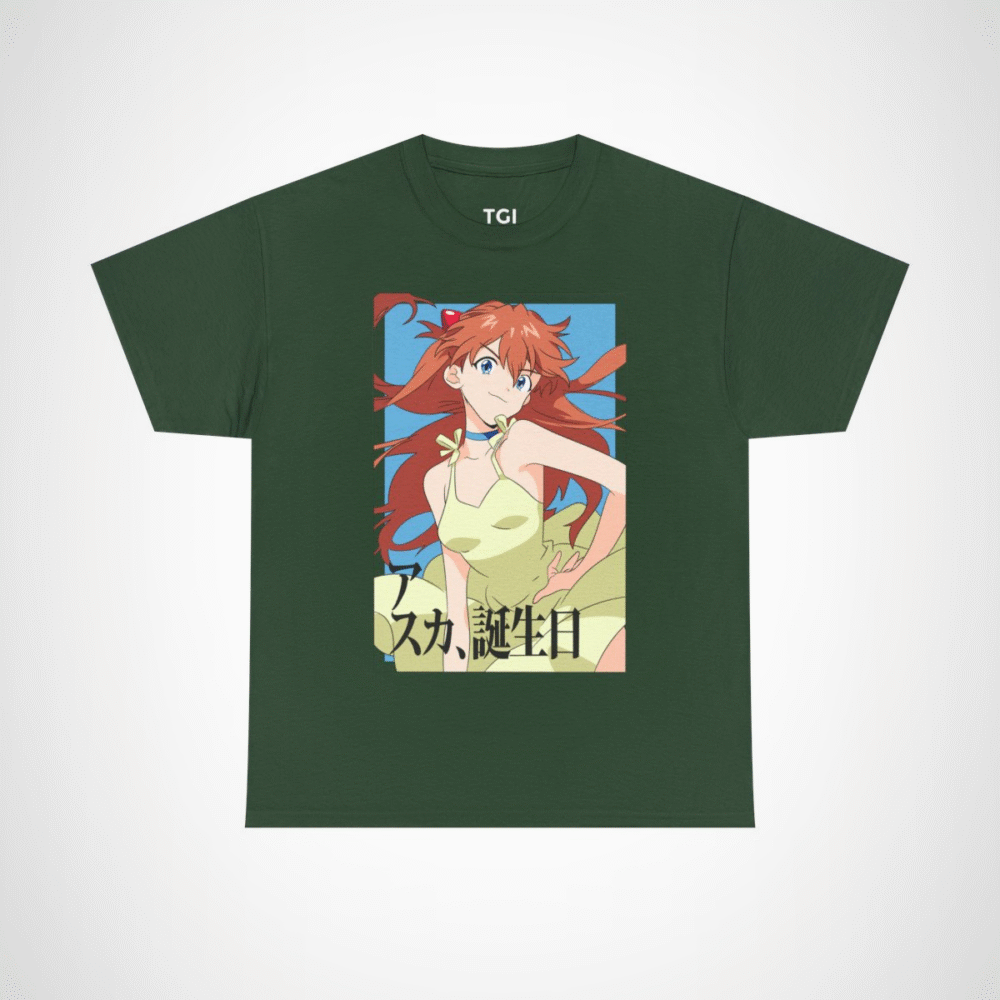 Asuka Birthday Anime T-Shirt for anime lovers Forest Green colour