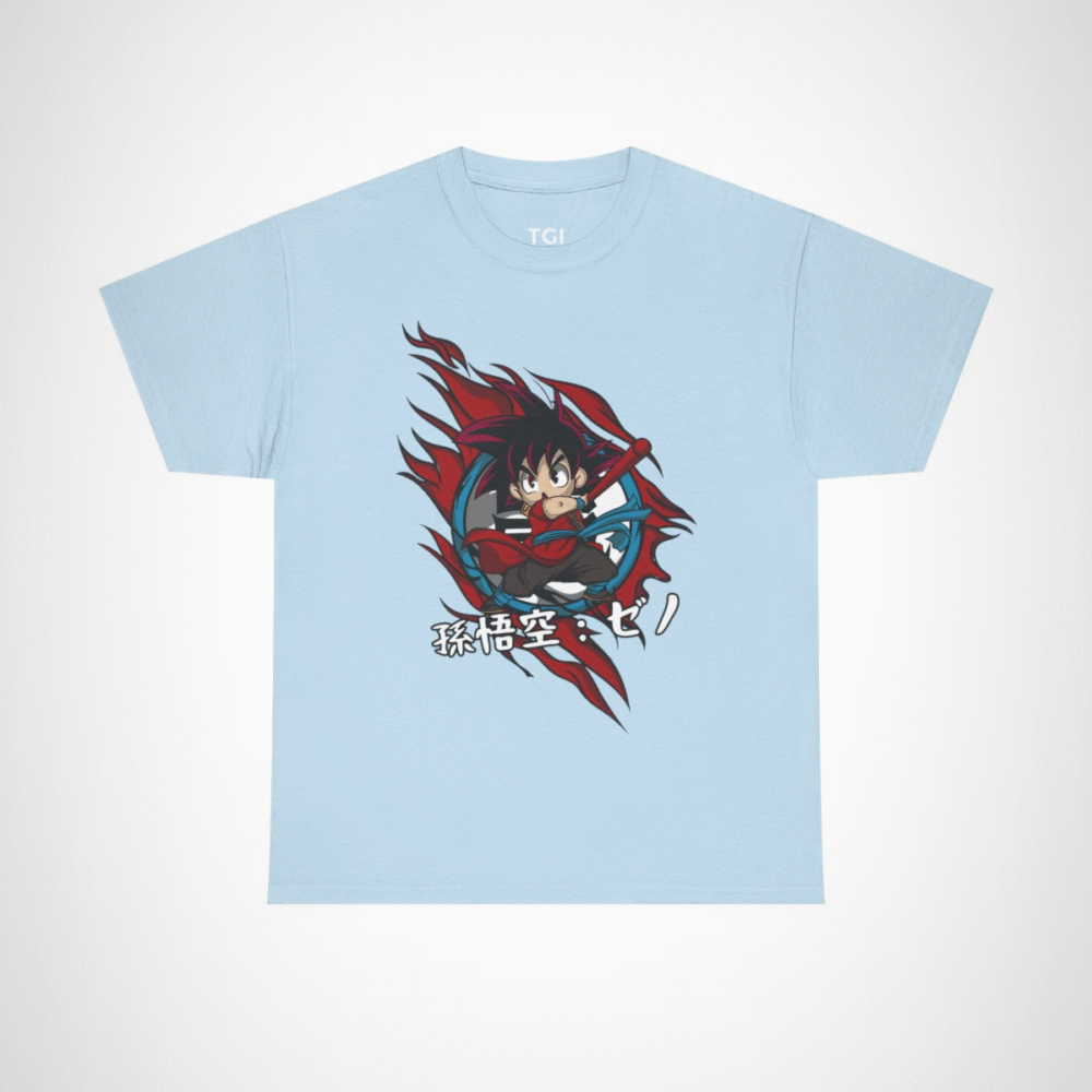 Chibi Warrior T-Shirt with vibrant design for anime enthusiasts Light Blue colour