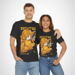Vibrant Zenitsu Agatsuma T-Shirt featuring dynamic anime artwork