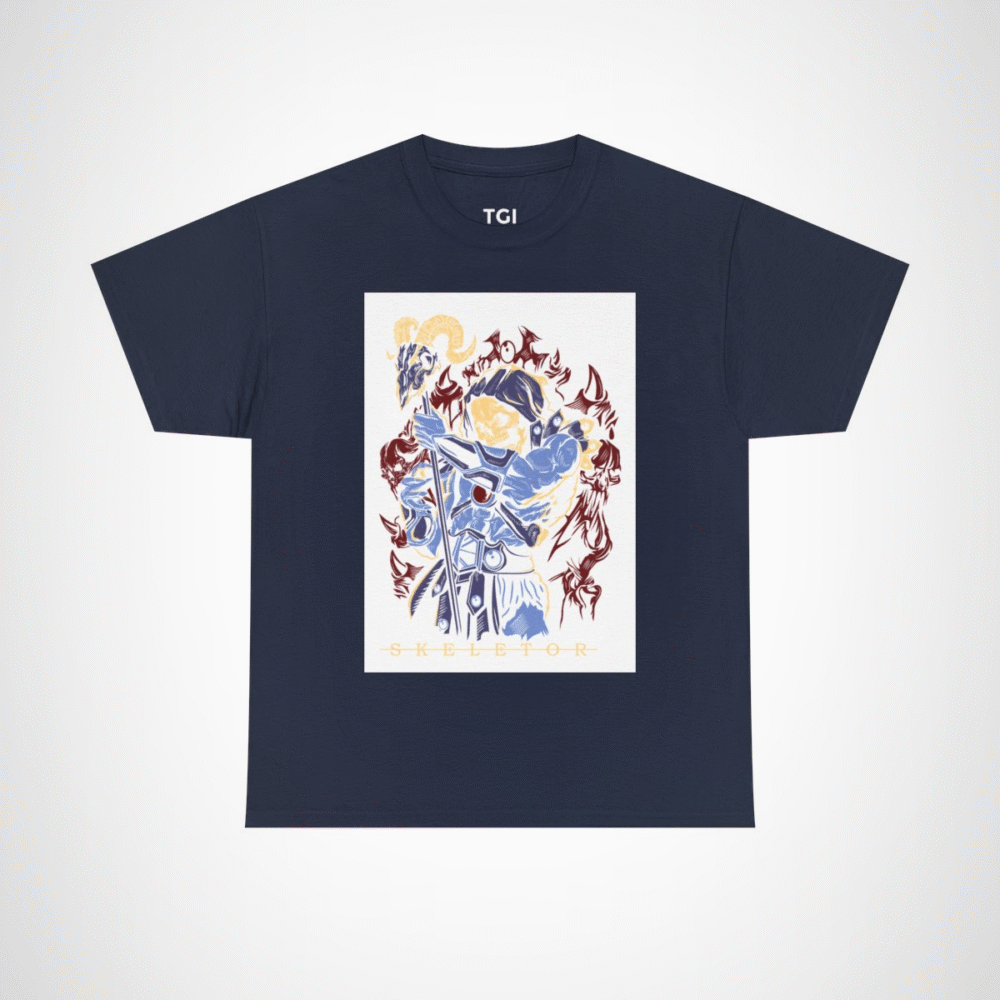 SKELETOR graphic t-shirt showcasing an intense villain design Navy colour