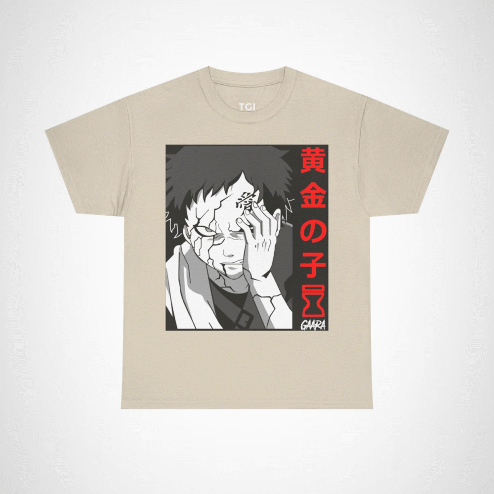 Gaara Aesthetic Manga Tee featuring unique anime art Sand colour