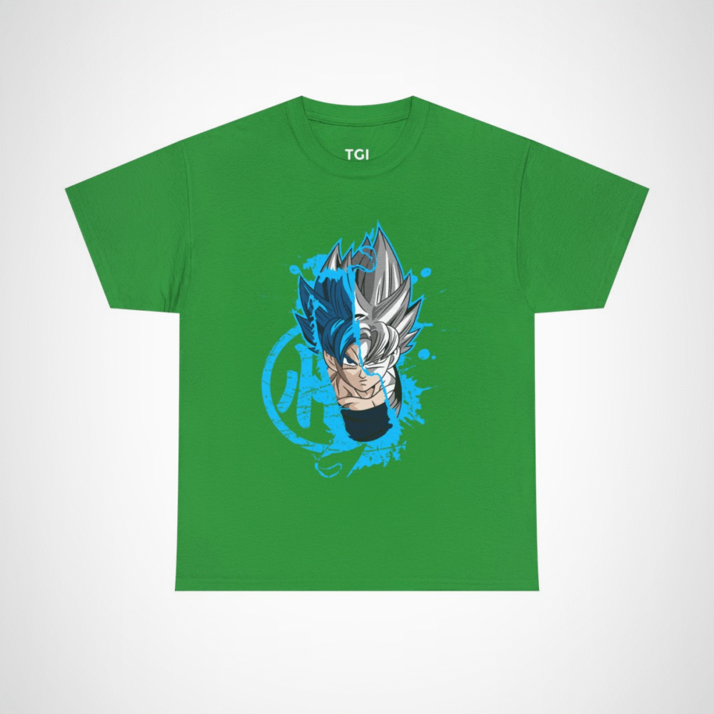 Ultra Instinct Fusion T-Shirt with Saiyan Showdown design Irish Green colour
