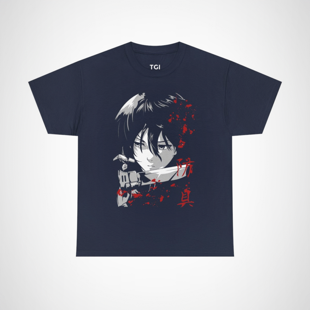 Fierce Samurai T-Shirt with bold design for anime fans Navy colour