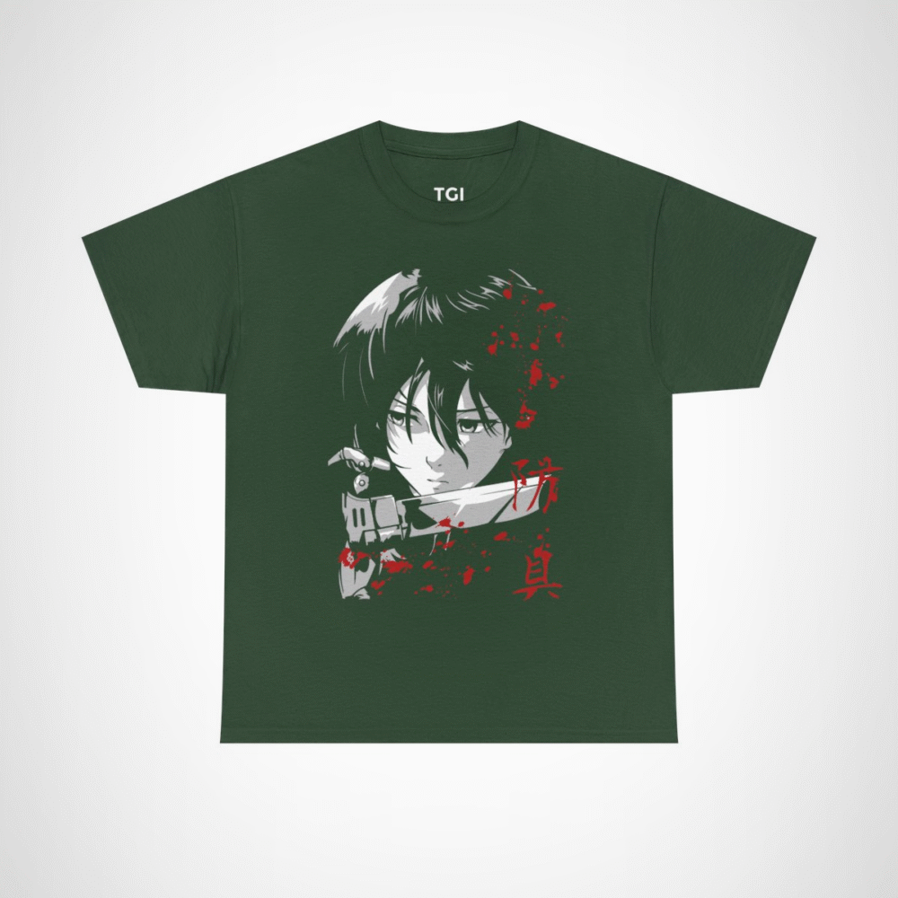 Fierce Samurai T-Shirt with bold design for anime fans Forest Green colour