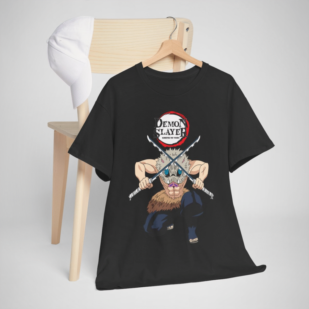 Demon Slayer T-Shirt with fierce warrior design and dual swords