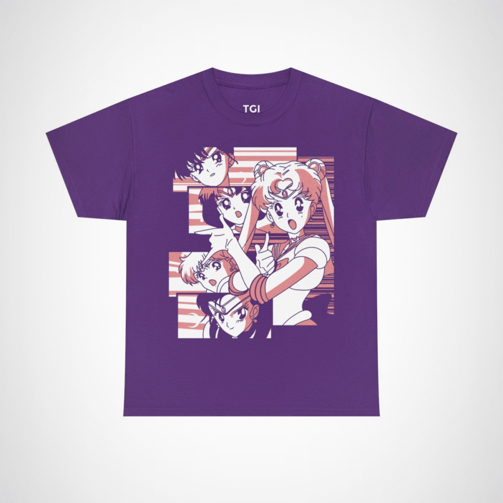 Sailor Moon & Friends Retro Graphic Tee featuring beloved characters in a nostalgic design Purple colour
