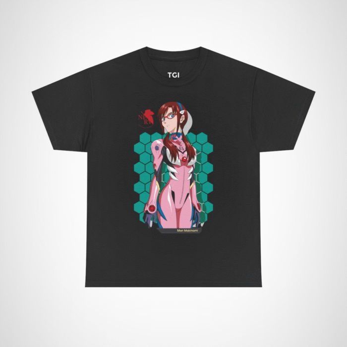 Mari Makinami Neon Genesis Evangelion inspired t-shirt design Black colour